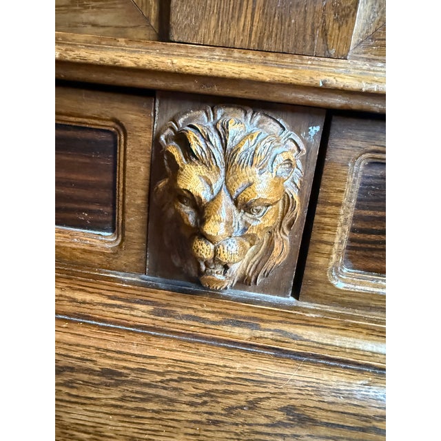 Large European Renaissance Revival Carved Oak Armoire, Circa 1930–1950 For Sale - Image 4 of 5