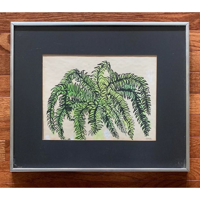 1970s 1970s Original Framed Watercolor of a Palm Tree For Sale - Image 5 of 5