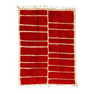 Graphic Red Moroccan Berber Rug For Sale