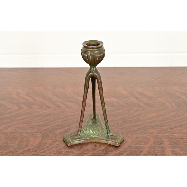 Tiffany Studios New York Bronze Candlestick, Circa 1910 For Sale - Image 14 of 14