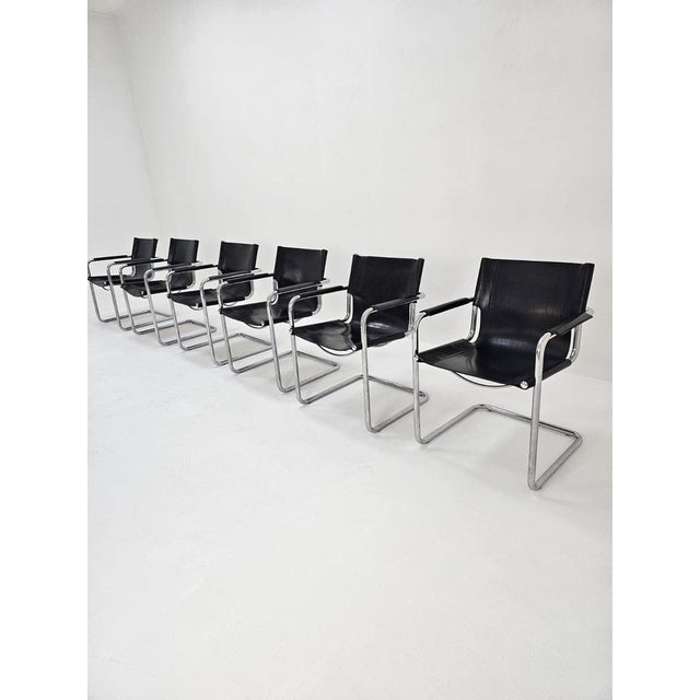 Vintage Italian Visitor Chair in Black Leather by Marcel Breuer, 1980s For Sale - Image 10 of 11