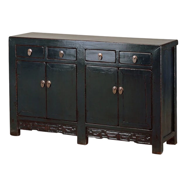 Chinese Double Sideboard in Dark Blue, 1920s For Sale