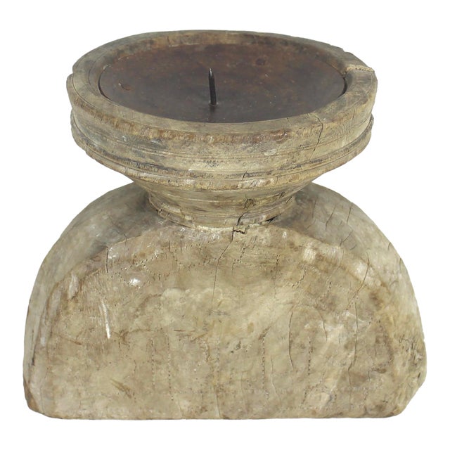 Vintage Wood and Metal Seed Sorter Candleholder For Sale