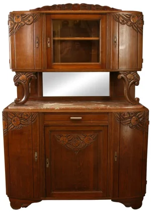 1920 French Art Deco Carved Oak Buffet