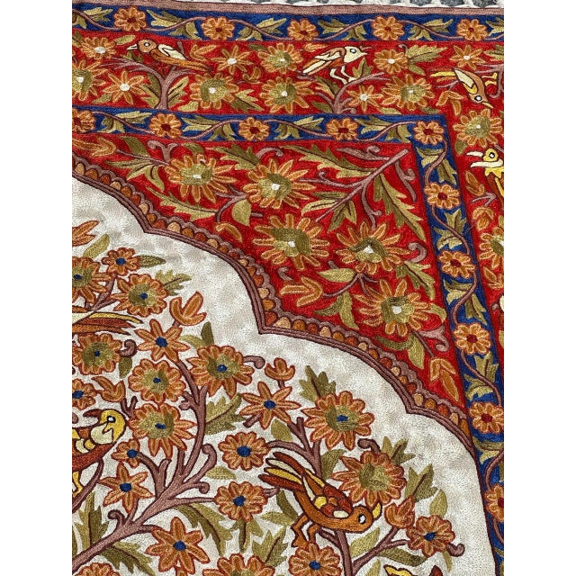 Vintage Indian Silk Embroidered Tapestry or Rug, 1990s For Sale - Image 17 of 18