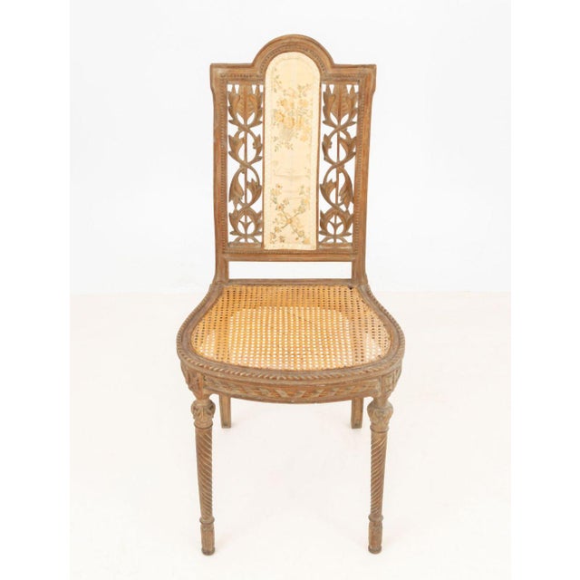 Late 19th Century Louis XVI Silk Embroidery Panel Chair, Ca. 1900 For Sale - Image 5 of 8