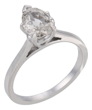 Vintage Gia 1.02 Carat Antique Pear Shape Diamond 14k White Gold Engagement Ring, Size 6