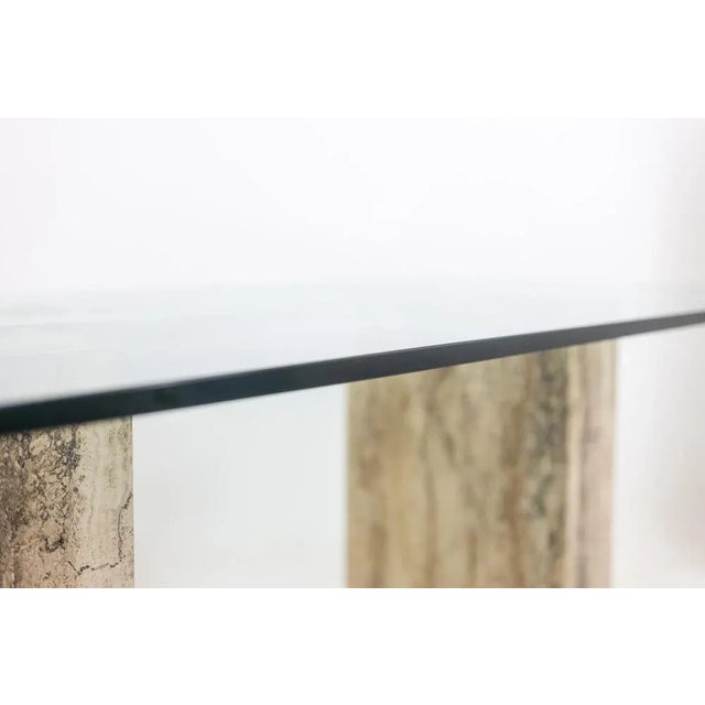 Console in Glass and Travertine. 1980s. For Sale - Image 6 of 9