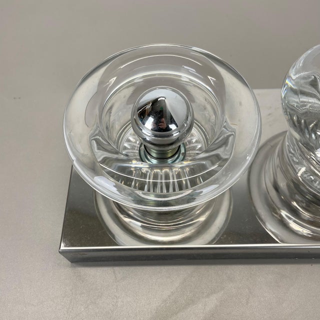 Silver Space Age Original Metal Chrome Glass Wall Sconce Cosack Lights, Germany, 1970s For Sale - Image 8 of 18