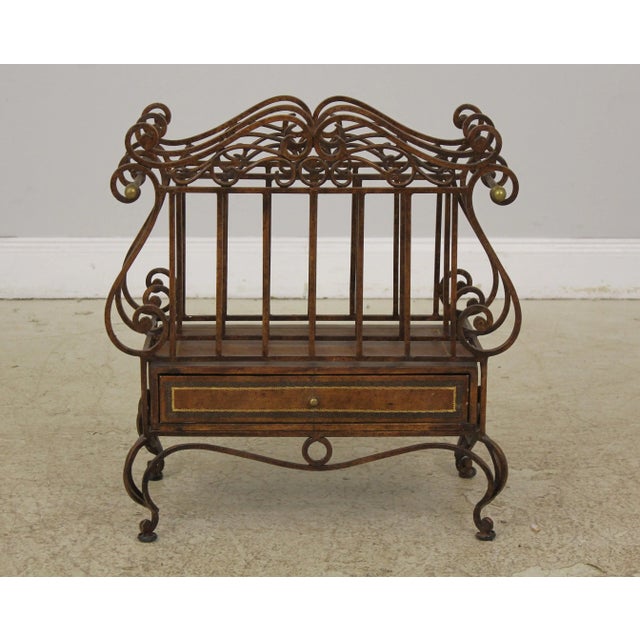 Wrought Iron & Leather Wrapped Magazine Rack For Sale - Image 13 of 13