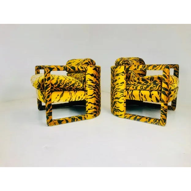 Custom Tiger Print Accent Chair in the Style of Milo Baughman For Sale - Image 10 of 12
