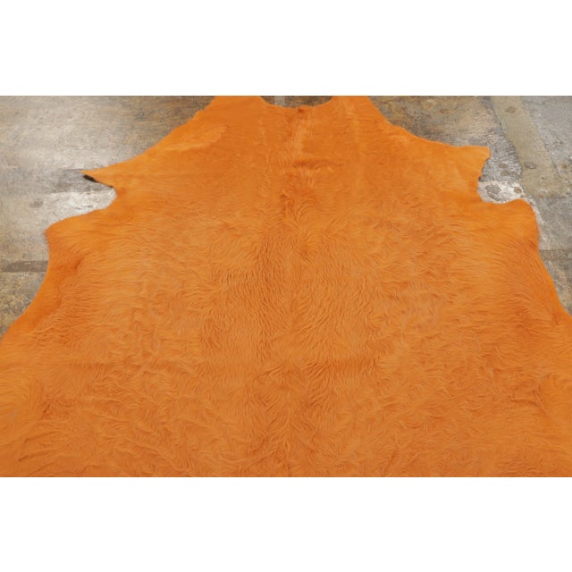 2020s Rug & Kilim’s Contemporary Cowhide Solid Rug in Vibrant Orange Hues For Sale - Image 5 of 7