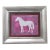 Horse Minimalism English Traditional Folk Art Gray Raspberry Pink Burgundy Original Oil Painting by Cleo Plowden For Sale