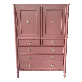 38" Finished 2 Door 5 Drawer Vintage Bamboo Style Dresser For Sale