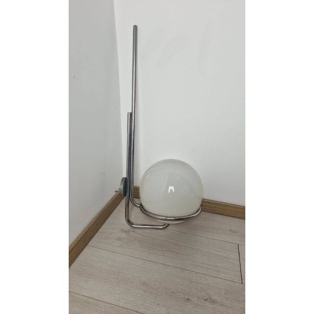 1950s Large Wall Lamps in Burnished Brass with Etched Glass Sphere, 19650s, Set of 2 For Sale - Image 5 of 12