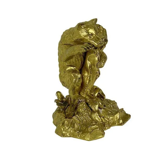Figurative 20th Century Gilt Bronze Dore Bear Inkwell For Sale - Image 3 of 10