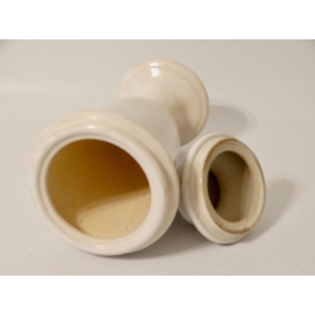 Antique White French Ceramic Glazed Lidded Urn, 16 Inch Height For Sale - Image 8 of 10