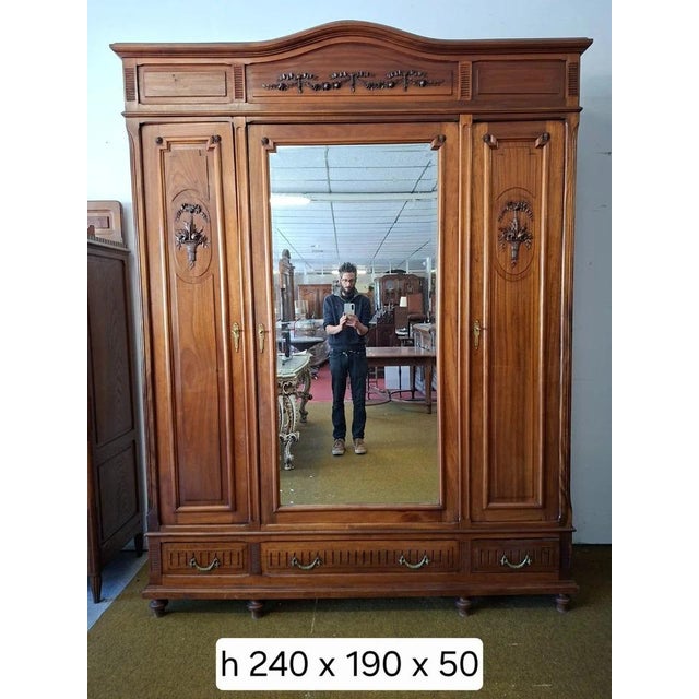 Louis XVI Style Wardrobe in Mahogany For Sale - Image 4 of 10