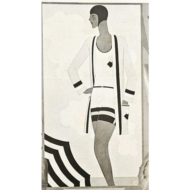 Hermès 1928 French Art Deco Hermes Beach Advertisement Print, Rare, Matted For Sale - Image 4 of 4