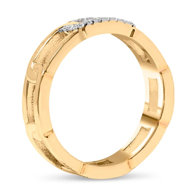 10K Yellow Gold Diamond Accent Paperclip Band Ring (I-J Color, I2-I3 Clarity), Size 7 For Sale - Image 4 of 7