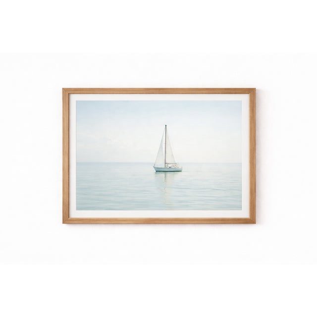 Soft Coastal Sailboat, Minimalist Seascape Art Print, 36″ × 24″ For Sale In Buffalo - Image 6 of 6