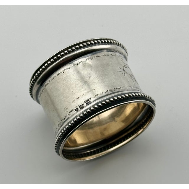 Silver Mid 19th Century Large Antique American Victorian Style 800 Grade Coin Silver Napkin Ring Dated 1891 for "Paul" For Sale - Image 8 of 13