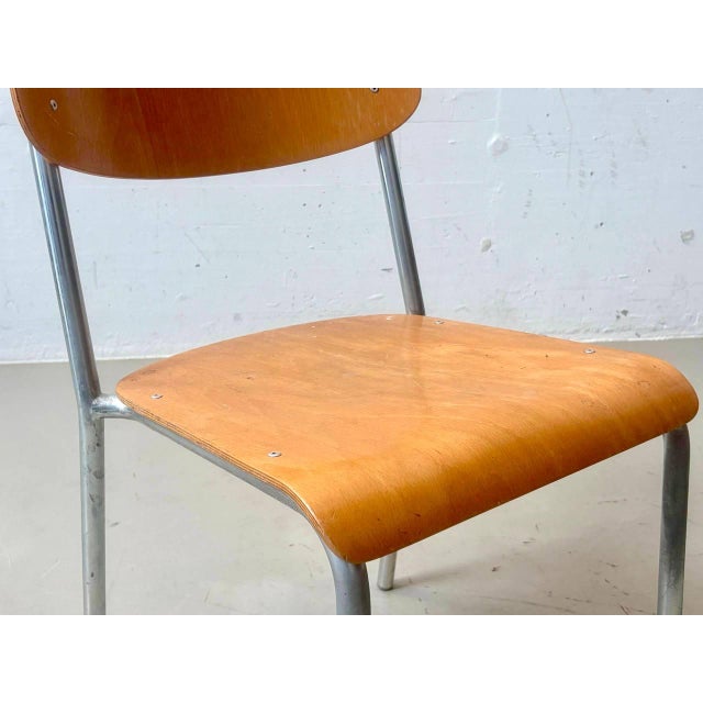 Vintage Stacking Chair in Plywood and Tubular Steel, 1970s For Sale - Image 14 of 18