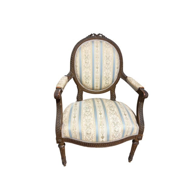 19th Century 19th Century French Louis XVI Walnut Armchair ~ Fauteuil For Sale - Image 5 of 8