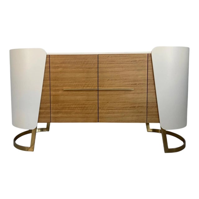 Curved Oak Sideboard by Jean-Rémy Couradette For Sale