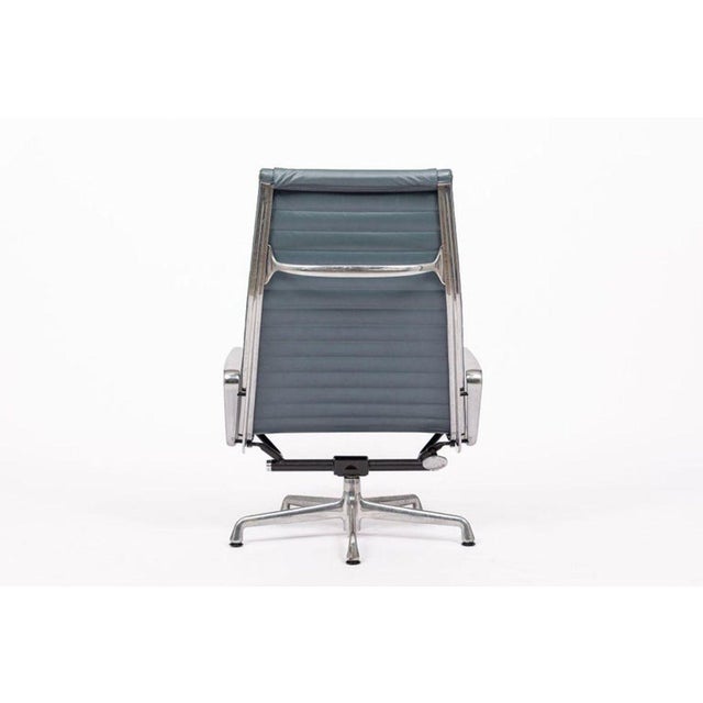Eames Blue Gray Leather Office Lounge Chair for Herman Miller - Pair Available For Sale In Detroit - Image 6 of 14