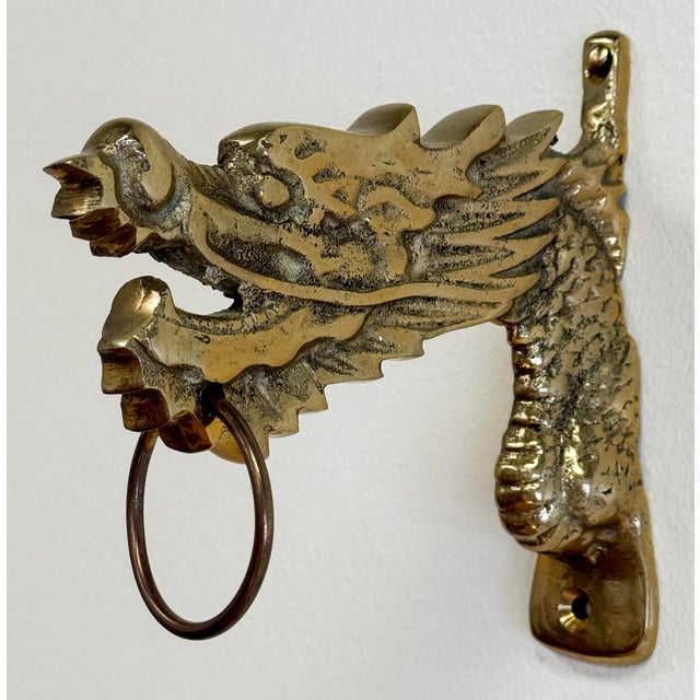 Chinoiserie Vintage Solid Brass Dragon Motif Wall Hook For Sale - Image 3 of 5