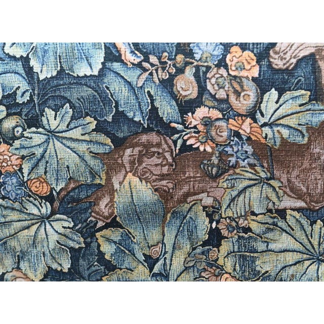 Textile French Tapestry with Deer and Florals For Sale - Image 7 of 12