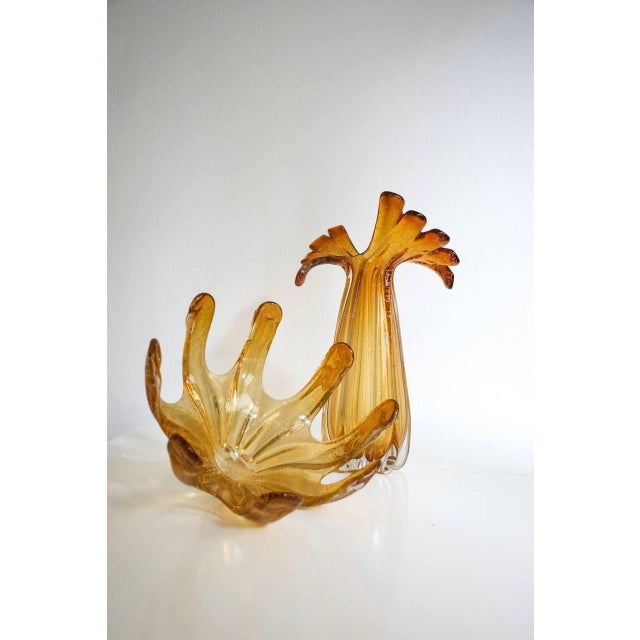 Beautiful pair of hand-opened vases by Venetian masters for Ribes the Art of Glass. The colors are original from the...