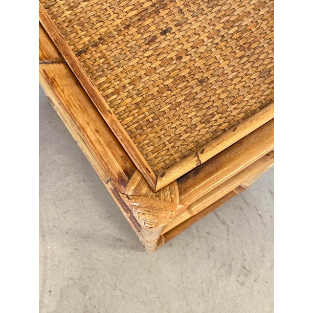 Wood Wicker and Bamboo Bedside Tables, 1970s, Set of 2 For Sale - Image 7 of 9