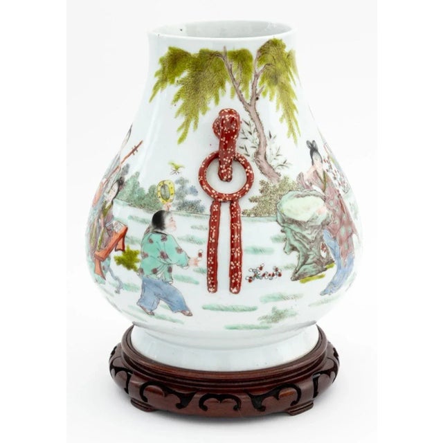 19th Century Chinese Famille Verte Porcelain Hu Vase For Sale - Image 5 of 7