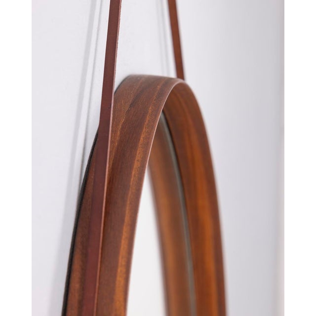 Brown Vintage Italian Oval Wall Mirror in Wood, 1970s For Sale - Image 8 of 9