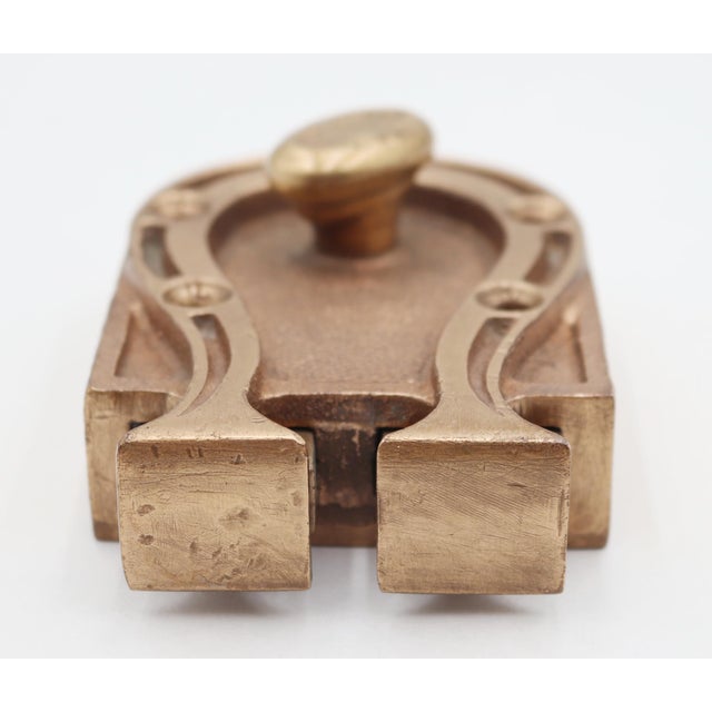 Antique Brass Horseshoe Jimmy Proof Deadbolt Rim Lock For Sale - Image 6 of 8