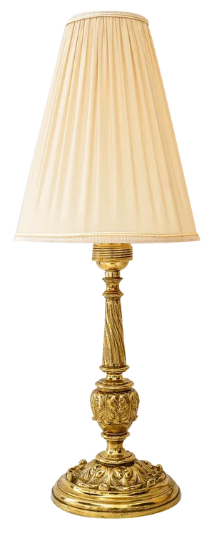 Antique Brass Table Lamp with Fabric Shade, 1890s