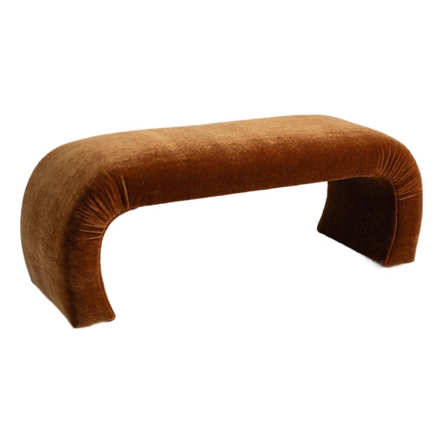 1980’s Waterfall Bench in Copper Mohair For Sale