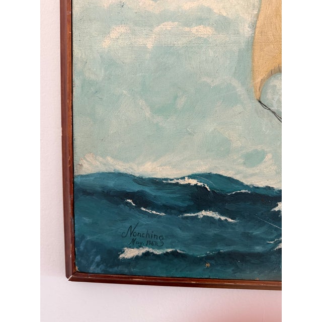 Paint Clipper Ship at Sea Painting Framed For Sale - Image 7 of 7
