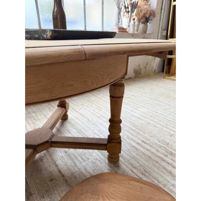 Round Table with Rustic Elm Extension 120/210cm, 1970s For Sale - Image 14 of 18