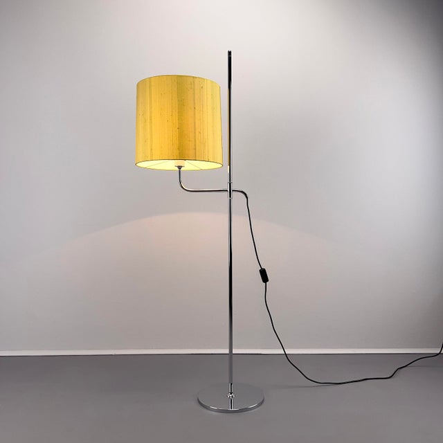 1970s Minimalist Floor Lamp with Yellow Shade in Dupioni Silk by Florian Schulz, Germany, 1970s For Sale - Image 5 of 13