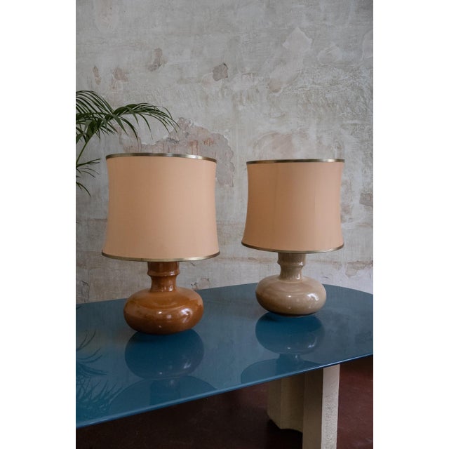 Glazed Ceramic Table Lamps, 1970s, Set of 2 For Sale - Image 6 of 6