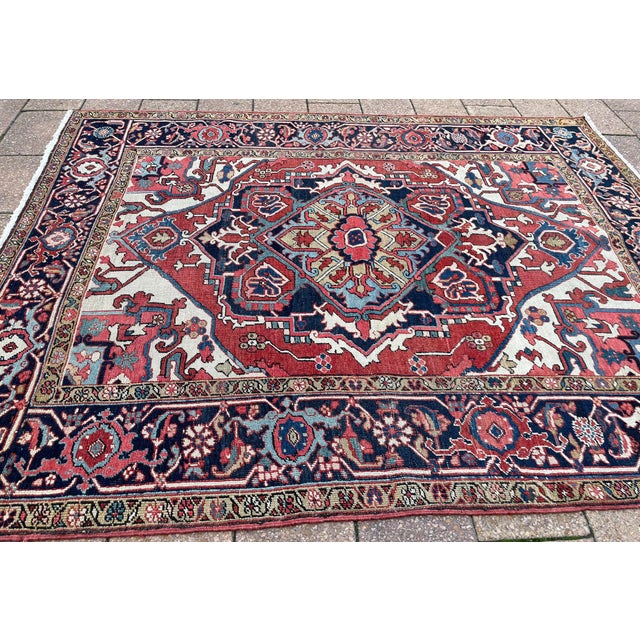 Late 19th Century Antique Persian Serapi/ Heriz Carpet For Sale - Image 5 of 9