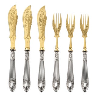 19th Century Silver Fish Utensils, Set of 6 For Sale