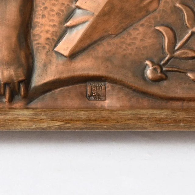 Art Deco Copper Wall Plaque from Maredsous Métiers Dart, 1930s For Sale - Image 3 of 7