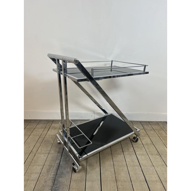 Vintage Z-Line Serving Cart in Chrome and Smoked Glass, 2000s For Sale - Image 9 of 13
