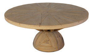 Round Compass Rose Table in Wood by Mario Ceroli for Poltronova, 1970s