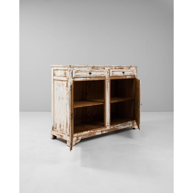 Wood 19th Century France Antique White Wood Storage Cabinets & Cupboards For Sale - Image 7 of 11