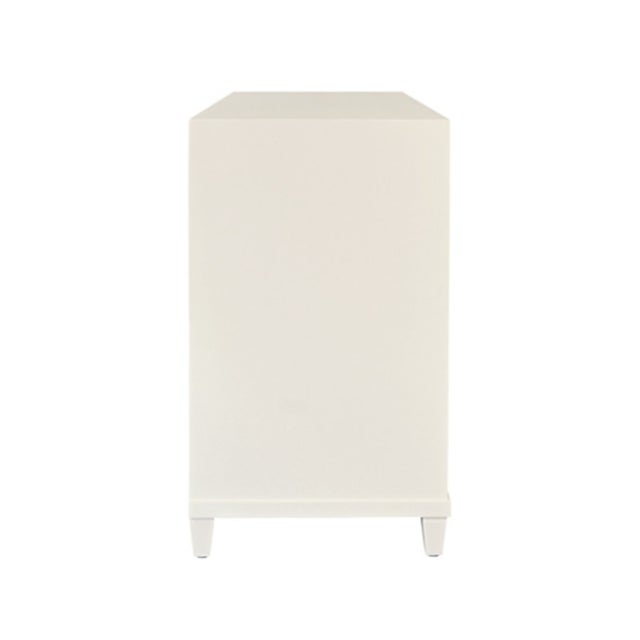 Worlds Away Matthew Izzo Home Pascal Antique White Matte Lacquer Three Drawer Chest With Brass Drawer Pulls For Sale - Image 4 of 7